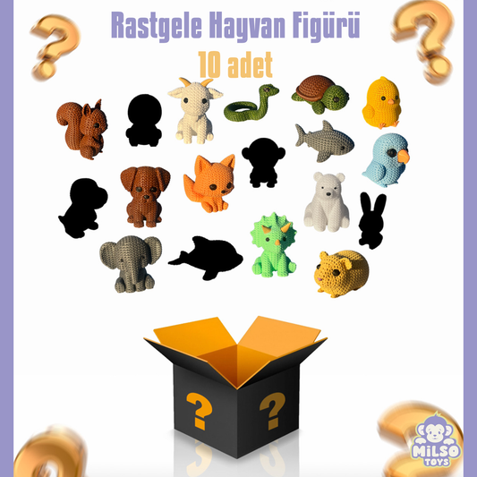 Sürpriz Kutu Örgü Dokulu Hayvan Figürü - 10 Adet
